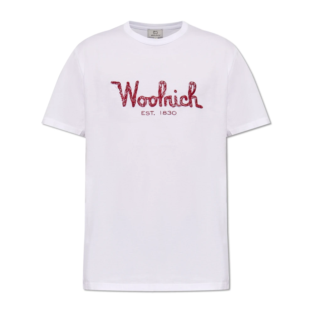 Woolrich Stijlvol Wit T-shirt met Geborduurd Logo White Heren