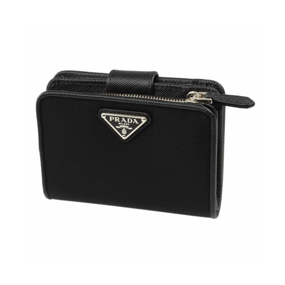 Prada Women's Black Wallets & Cardholders, One Size, Nylon And Leather French Wallet