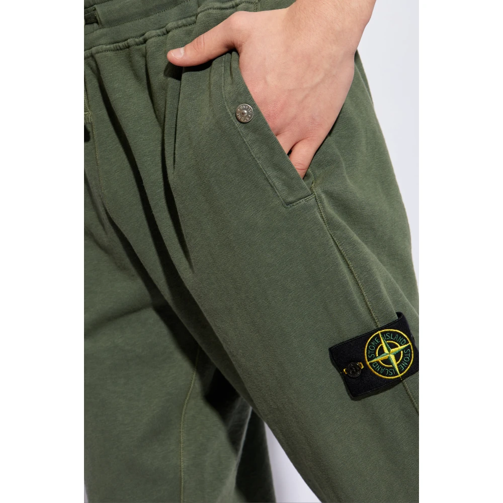 Stone Island Sweatpants met logo patch Green Heren