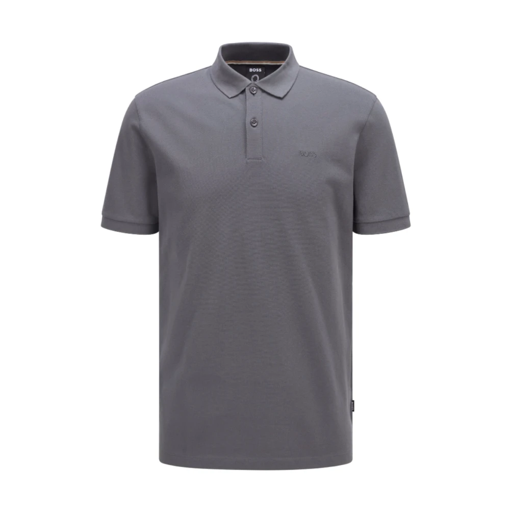 Hugo Boss Biologisch Katoen Geborduurd Logo Polo Grijs Gray Heren