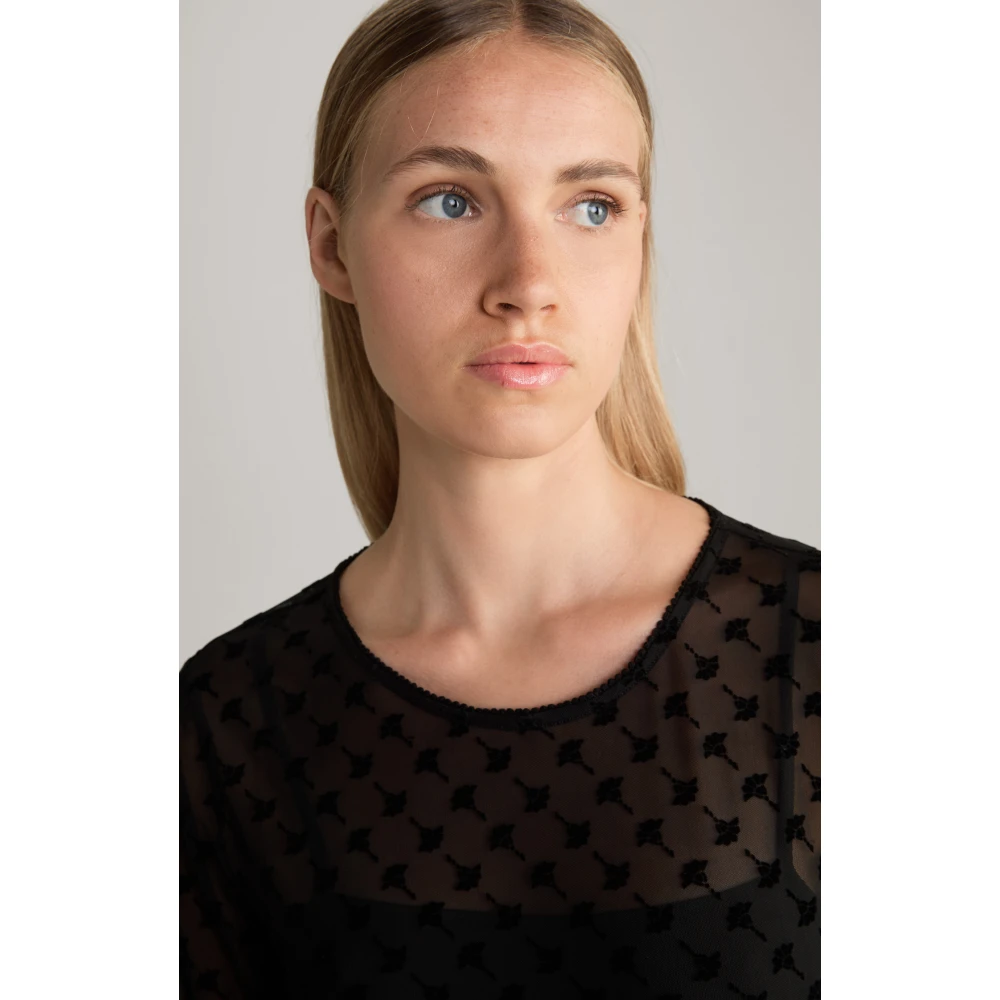 Joop! Zwart Fluweel Bloemenpatroon Top Black Dames