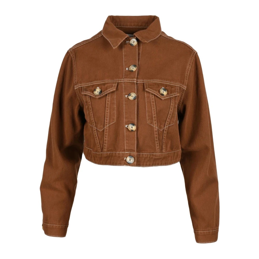 L'autre Chose Women's Brown Light Jackets, M, Cotton Jacket