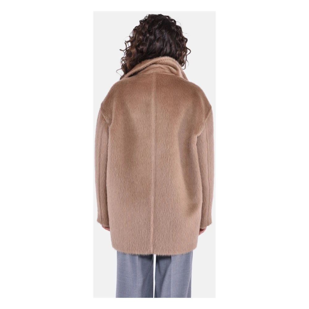 Max Mara Studio Korte Alpaca Jas met Dubbele Rij Brown Dames