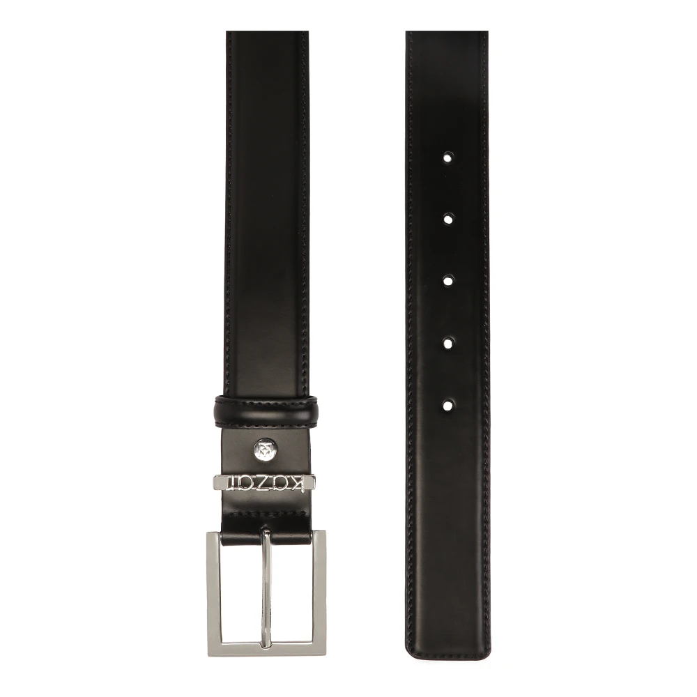 Kazar Zwarte riem met metalen lus met logo Black Dames