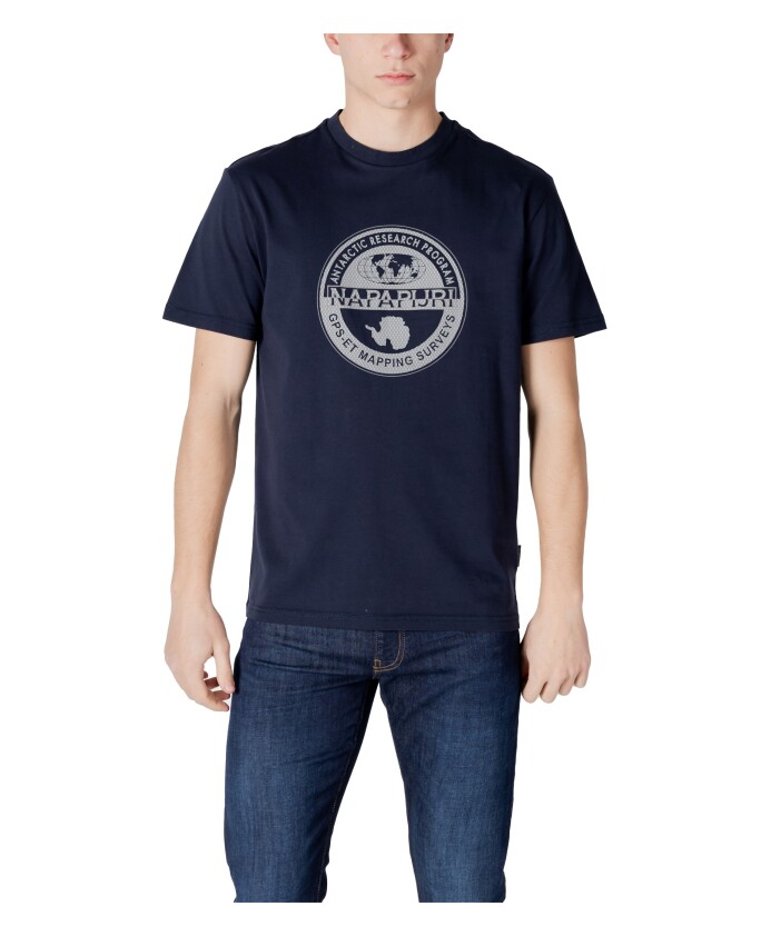 t-shirt-en-coton-bleu-manches-courtes