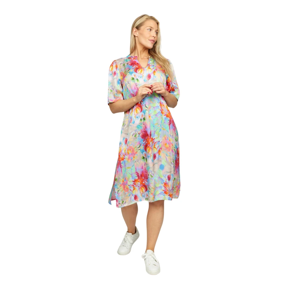 2-Biz Kleurrijke Print Jurk Saga.Sp24 Multi Multicolor Dames