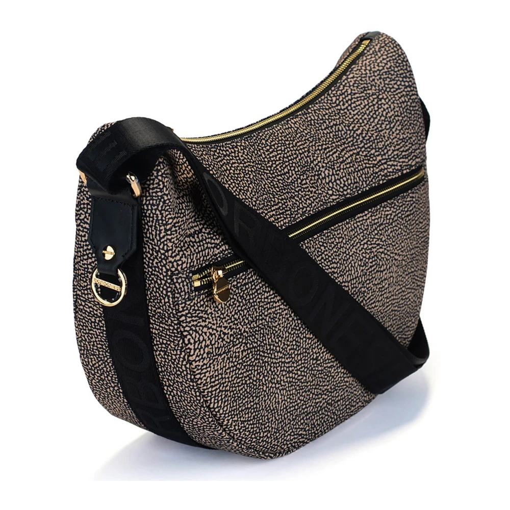 Borbonese Luna Bag Middle Natuurlijk Nylon Rits Brown Dames