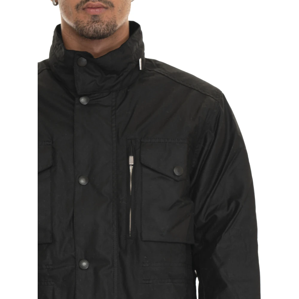 Barbour Gewaxte Sapper Jas met Elleboogstukken Black Heren