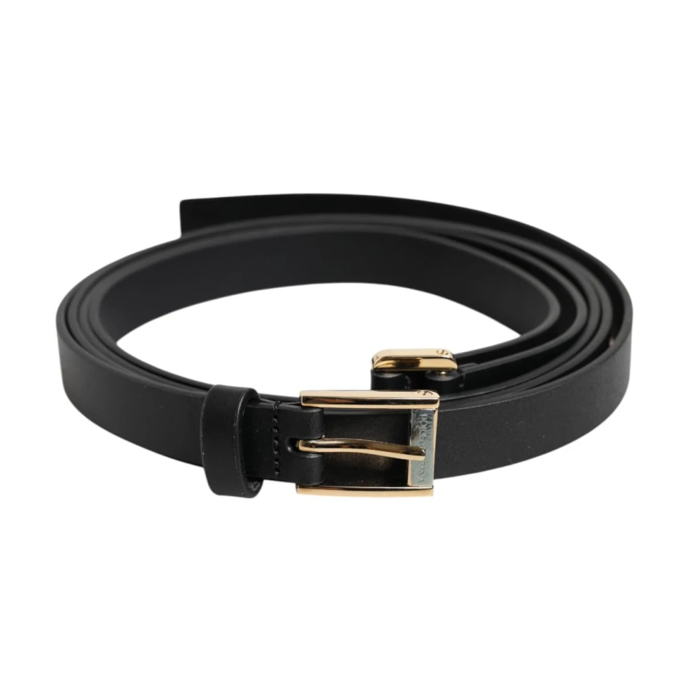 Dolce & Gabbana Uomo Nero - Cintura In Pelle Nera Con Fibbia Dorata - Accessories - 100 Cm