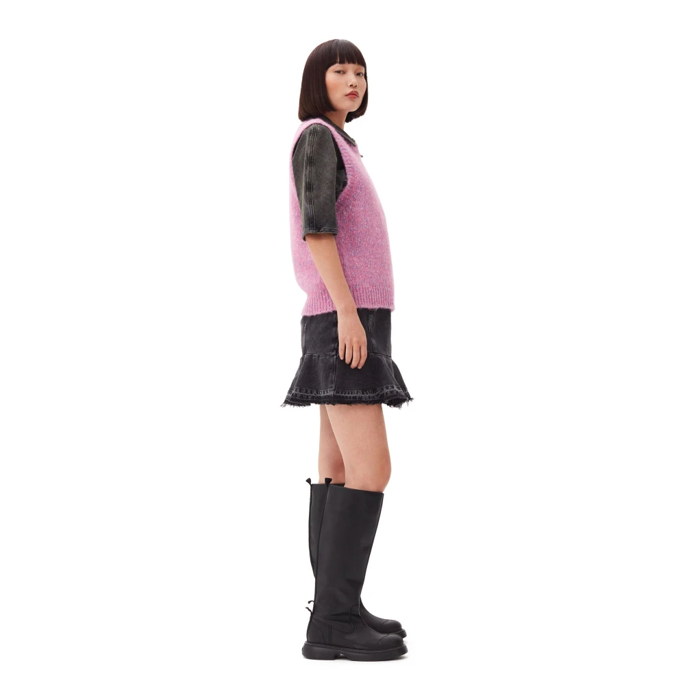 Ganni Rose Violet Alpaca Vest Pink Dames