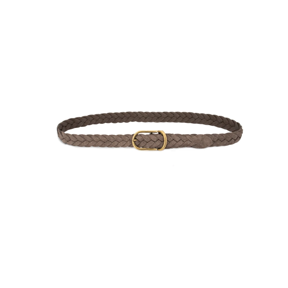 BRUNELLO CUCINELLI Geweven messing gesp riem Brown Heren