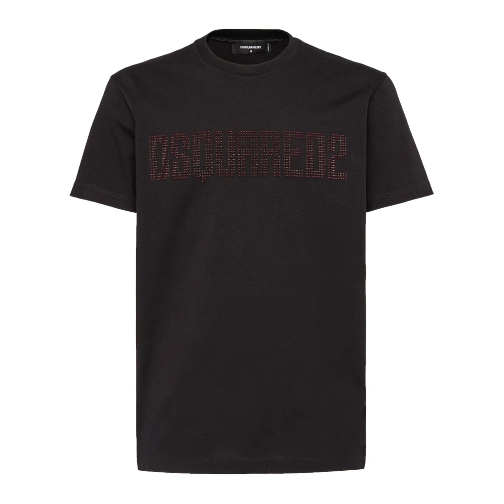 Dsquared2 Kristal Logo T-shirts en Polo's Zwart Black Heren