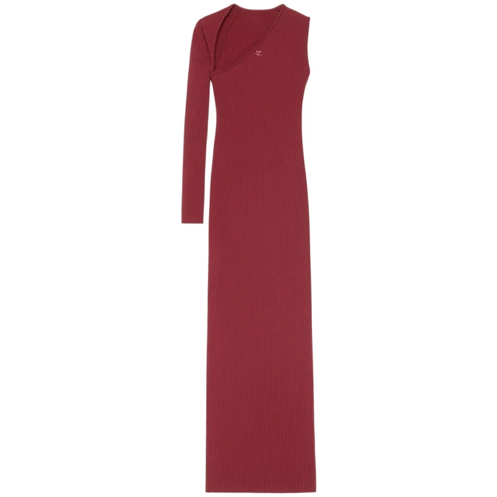 Courrèges Asymmetrische Lange Jurk Bordeaux Rood Red Dames