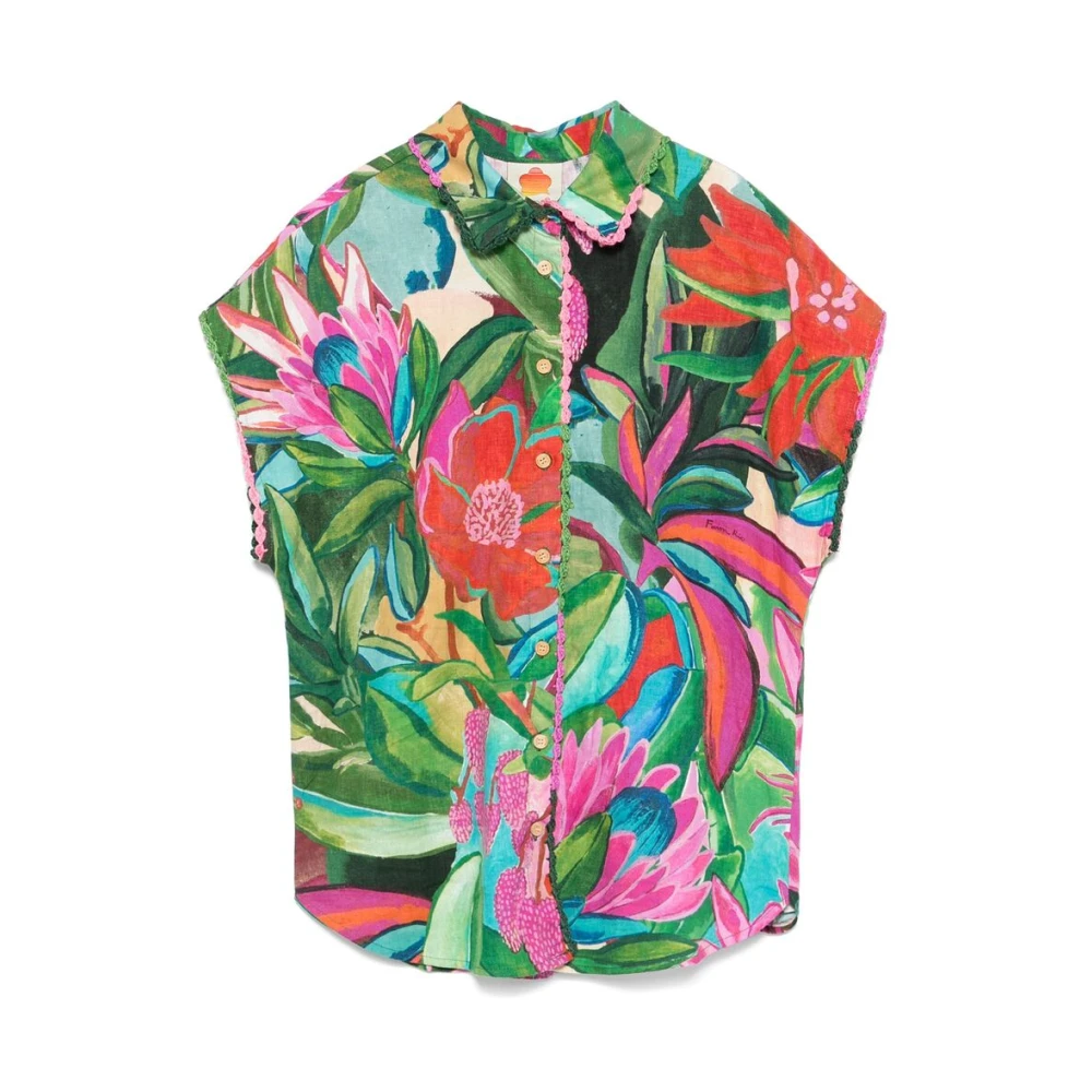 Farm Rio Groene Asperge Knoopshirt Multicolor Dames