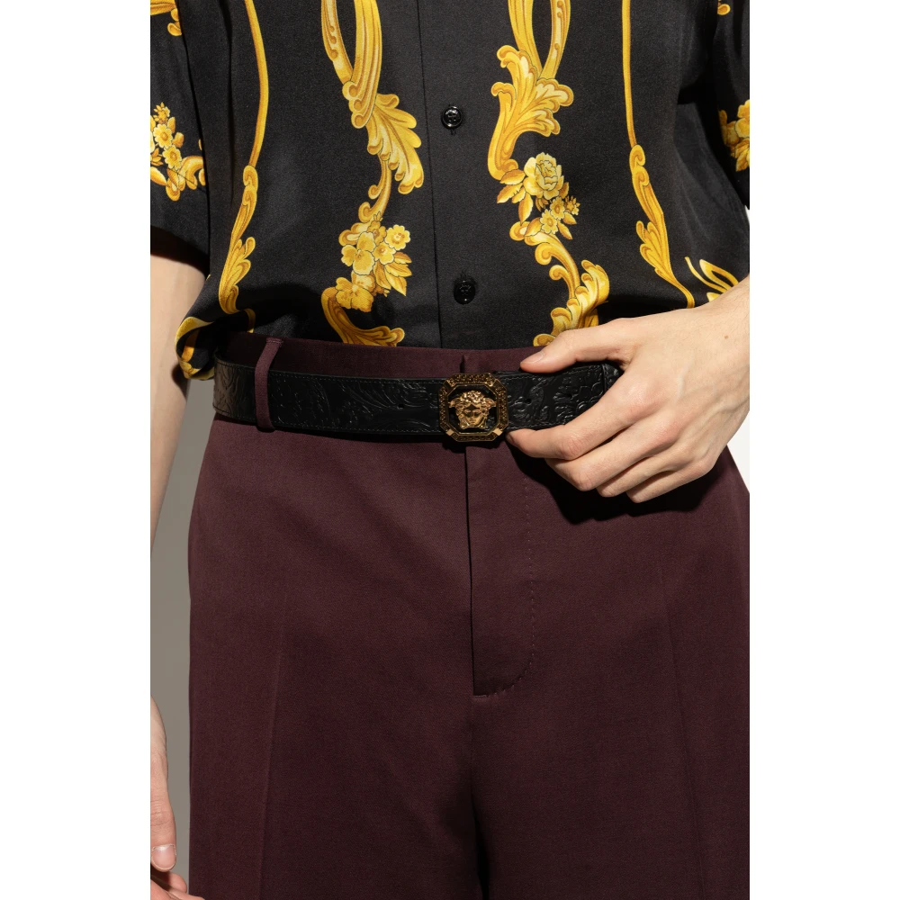Versace Leren riem Black Heren