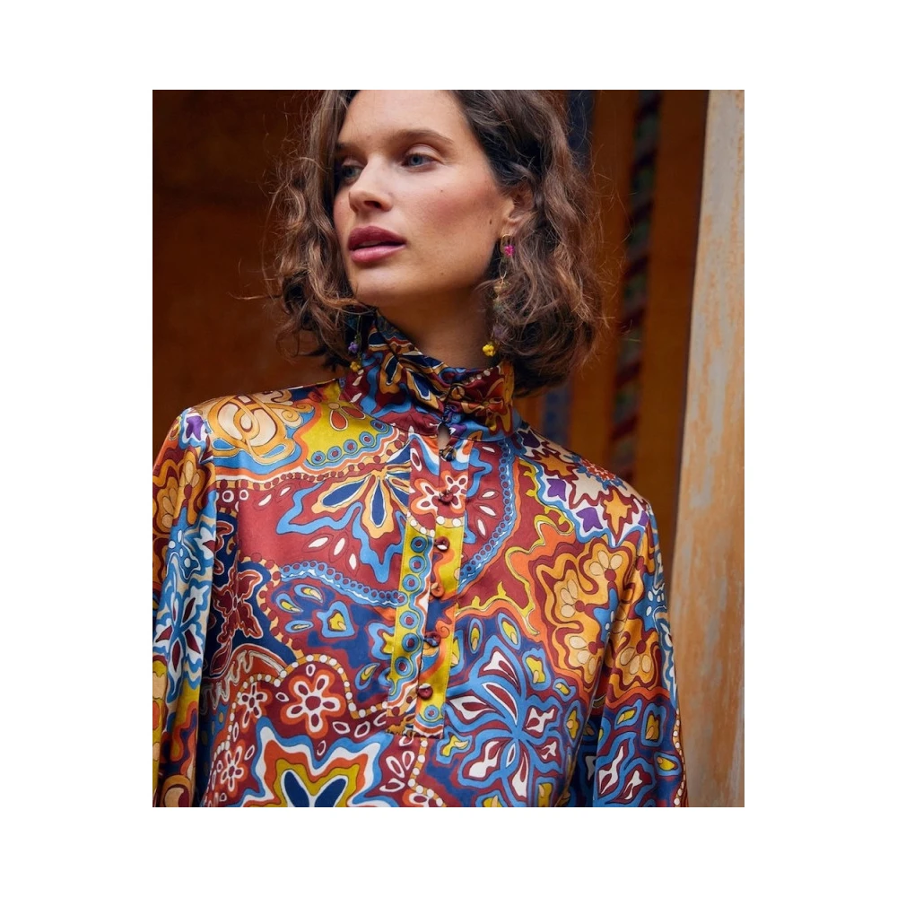 Momoni Thierry Zijden Satijnen Blouse Multicolor Dames