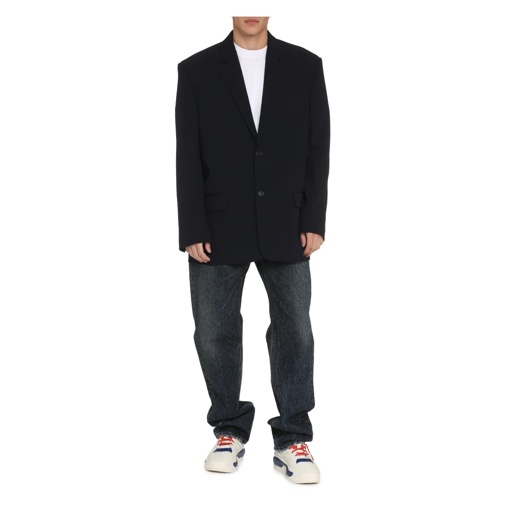 Balenciaga Garde-Robe Wollen Jas Blue Heren