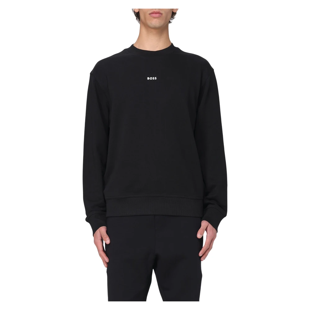 Hugo Boss Varm Fleece Crewneck Sweater Black, Herr