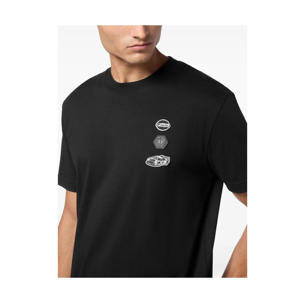 Philipp Plein Zwarte T-shirt met logo-patch Black Heren