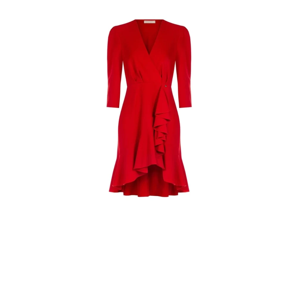 RINASCIMENTO Vloeibare stoffen korte jurk met ruches Cfc0019504002 Red Dames