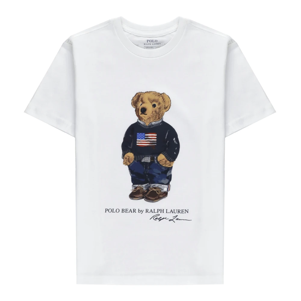 Ralph Lauren White Polo Bear Cotton T-Shirt - Male - Kids Short Sleeve T-Shirts - 5 Y - Kids