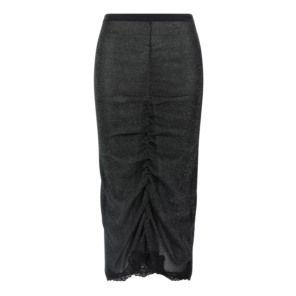 Valentino Garavani Mujer Negro - Falda De Punto Con Encaje Insertado - Skirts - L - Falda De Punto Con Encaje Insertado