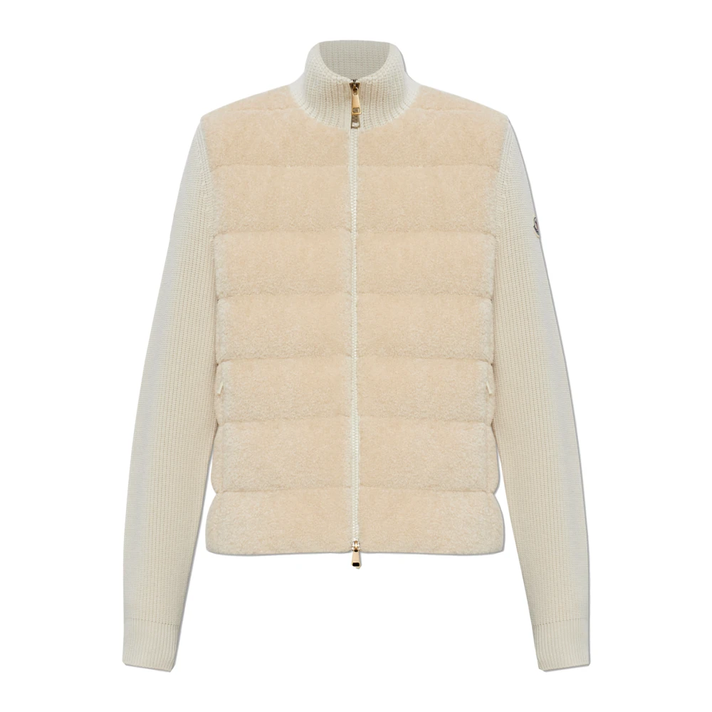Moncler Women's Beige Down Jackets, M, Jacket With Wool Detailing