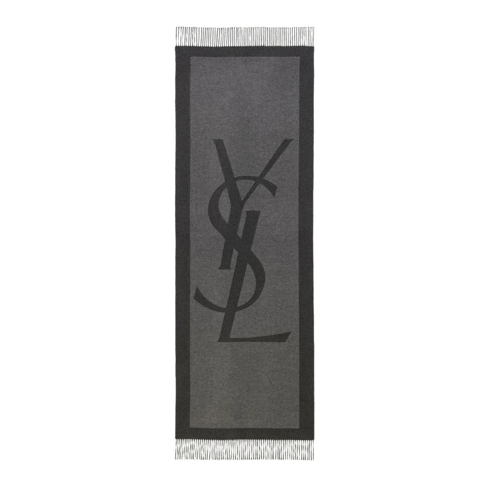 Saint Laurent Grijze Zijden Sjaal met Franje Gray Heren