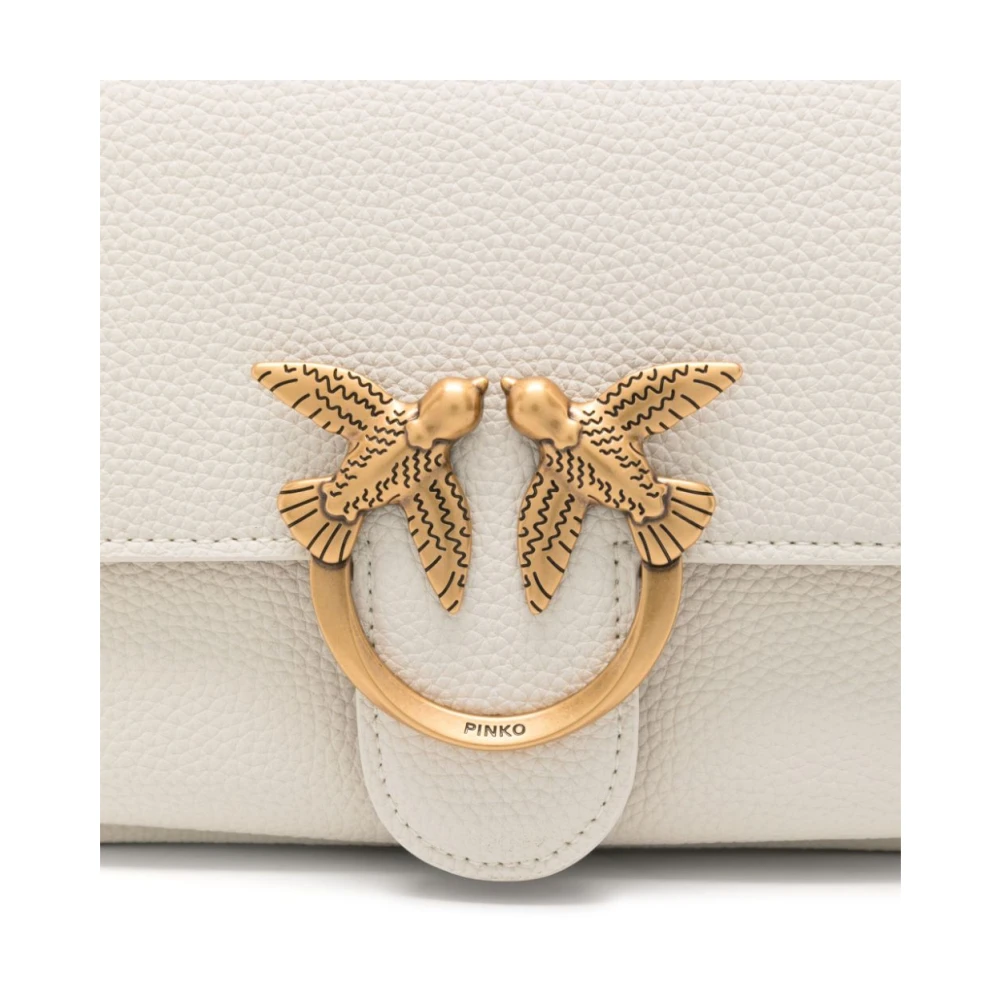 pinko Witte Korrelige Leren Schoudertas Love Birds White Dames