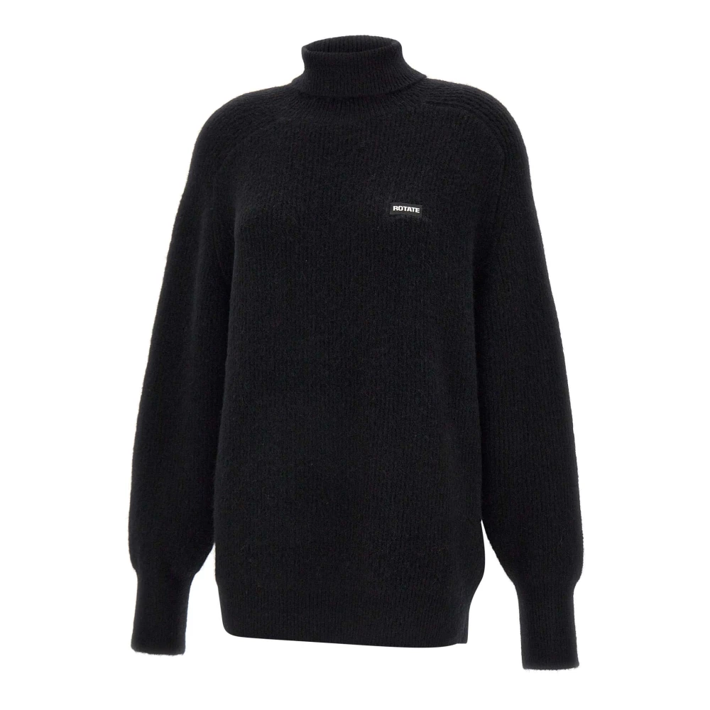 Rotate Birger Christensen Zwarte Wol Alpaca Coltrui Sweater Black Dames
