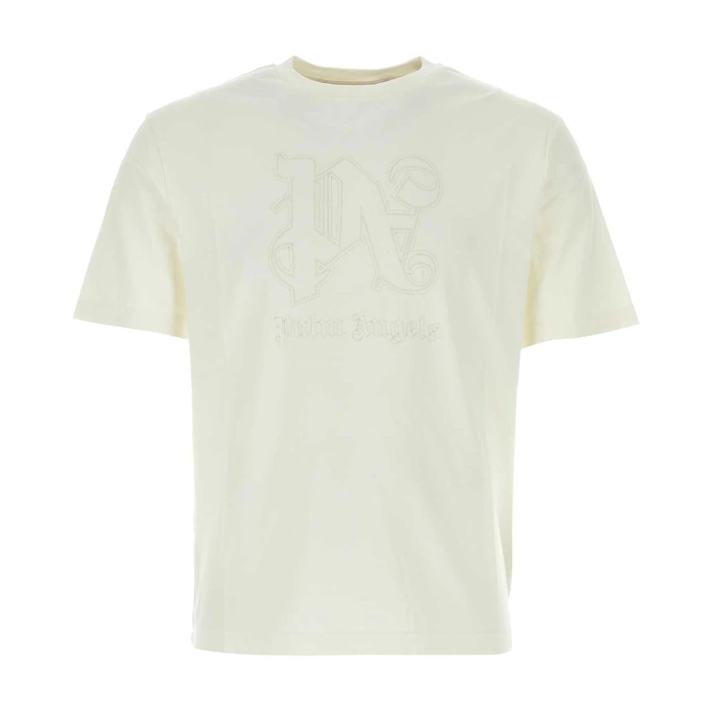 Palm Angels Ivoor Katoenen T-shirt White Heren