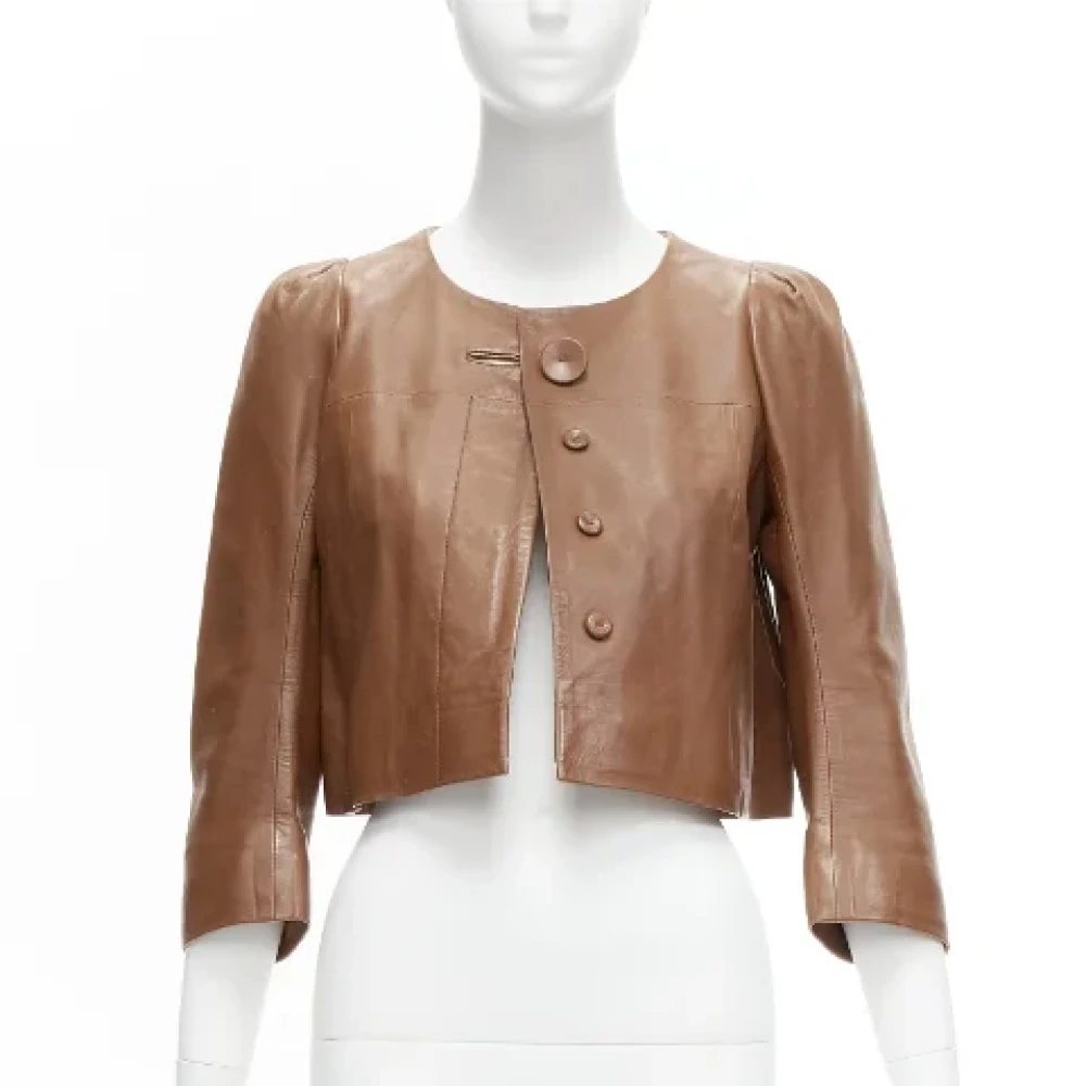 Chloé Pre-owned Leather outerwear Brown Dames