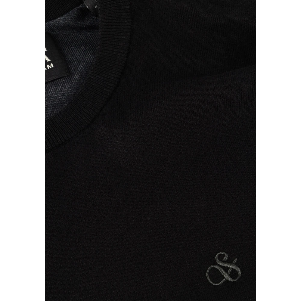 Scotch & Soda Zwarte Viscose Crewneck Pullover Sweater Black Heren
