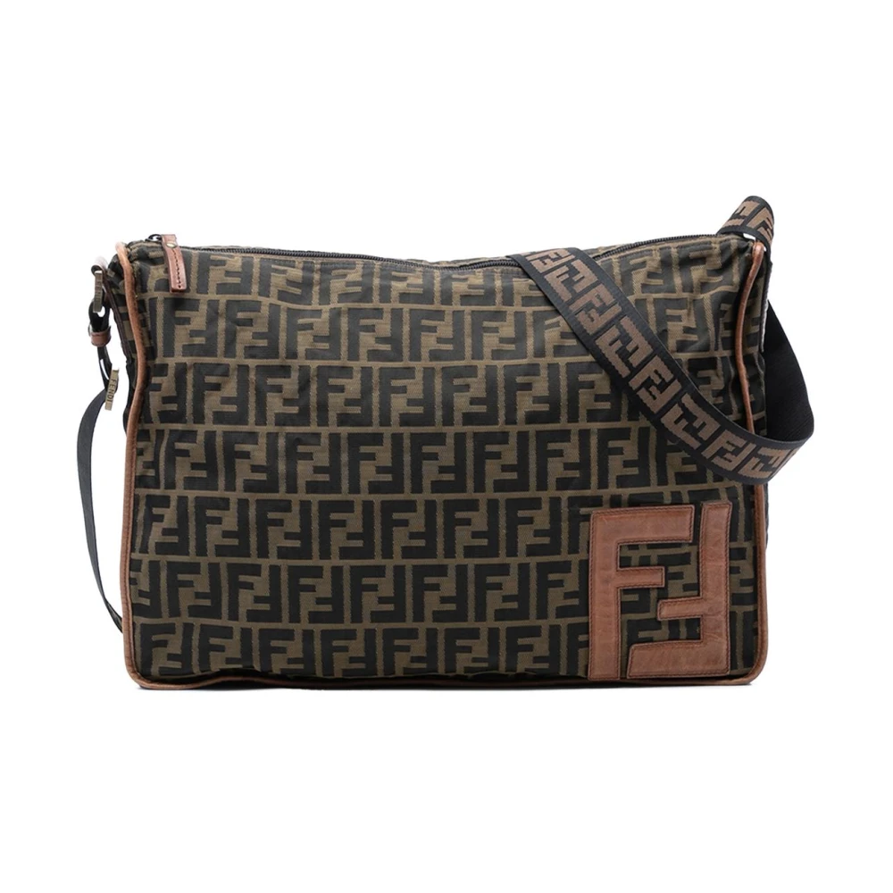 Fendi Vintage Women's Brown Vintage Shoulder Bags, One Size, Pre-Owned Printed Shoulder Bag