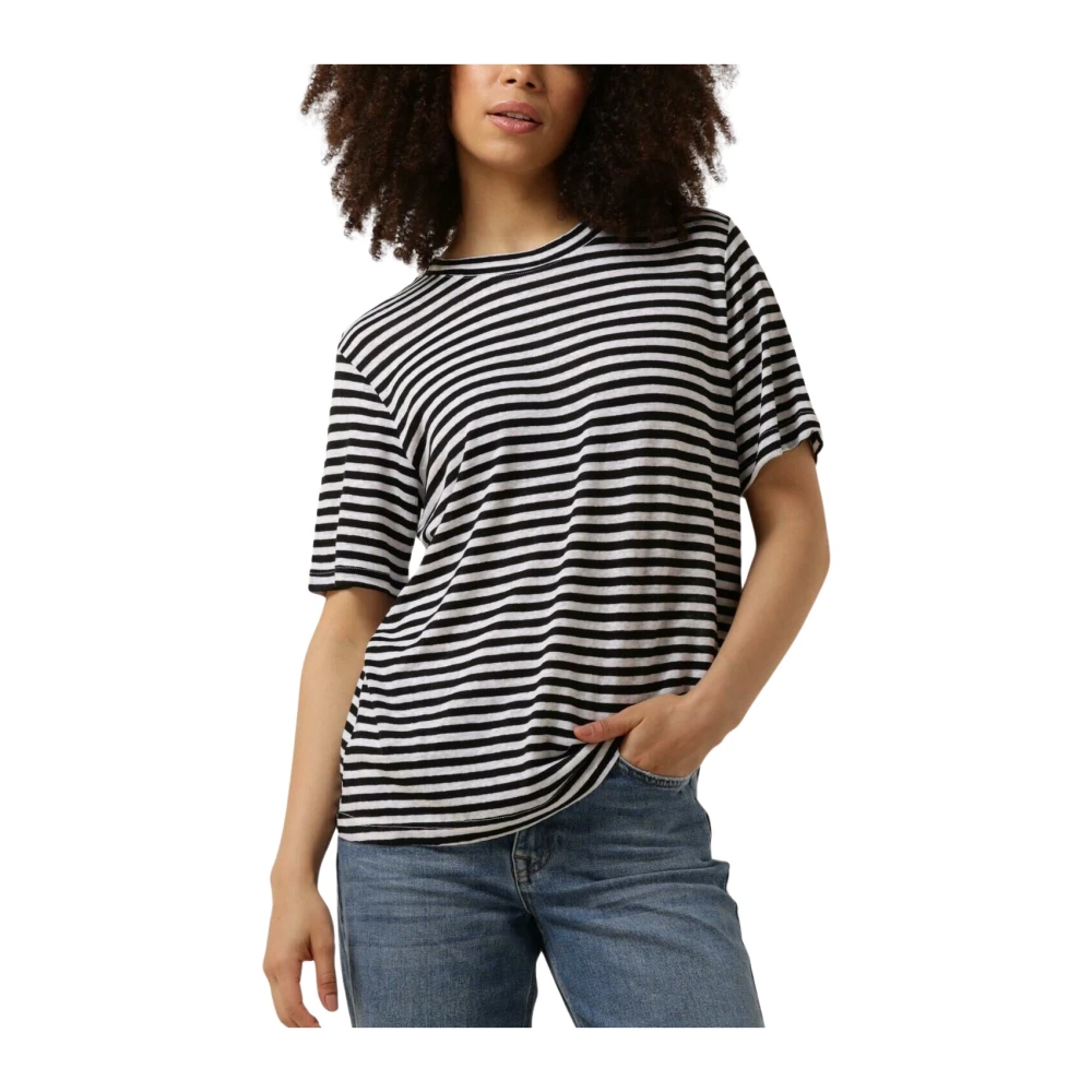 MY ESSENTIAL WARDROBE Dames Tops & T-shirts Lisamw Striped Tee Zwart