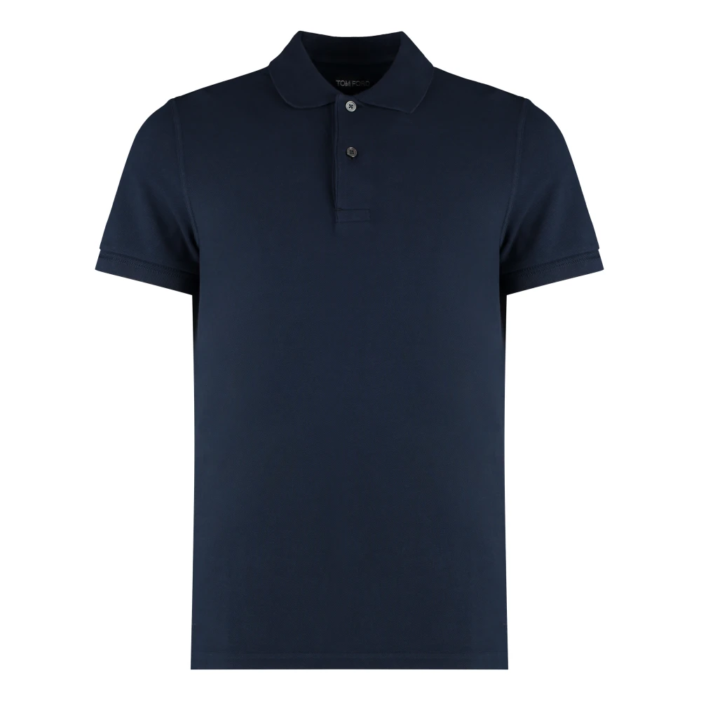 Tom Ford Blauwe T-shirts en Polos met Twee-Knoopsluiting Blue Heren