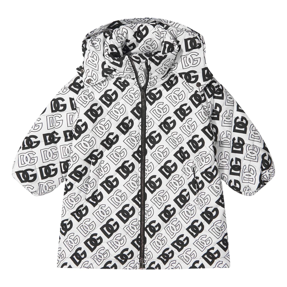 Dolce & Gabbana Unisex White Logo Print Hooded Jacket In