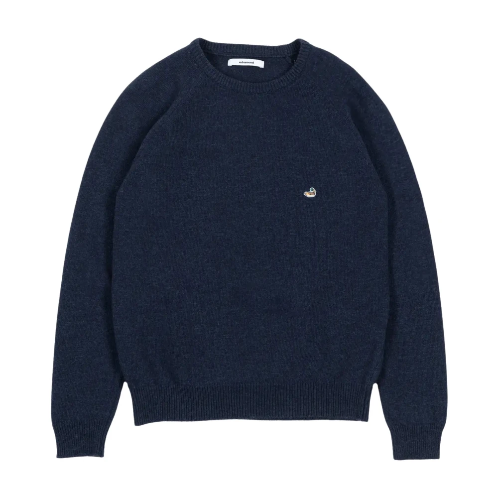 Edmmond Studios Men's Blue Duck Patch Jumper - Round-Neck Knitwear - M - Knitwear
