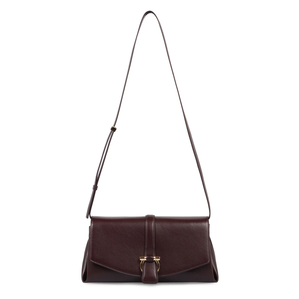 Salvatore Ferragamo Leren Crossbody Tas met Kettinghengsel Purple Dames