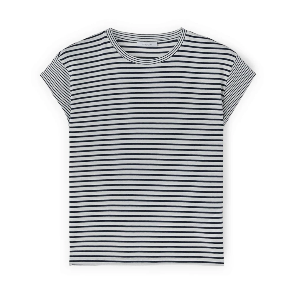 Motivi Donna Blu - T-Shirt A Righe In Jersey Di Cotone - Tops - L
