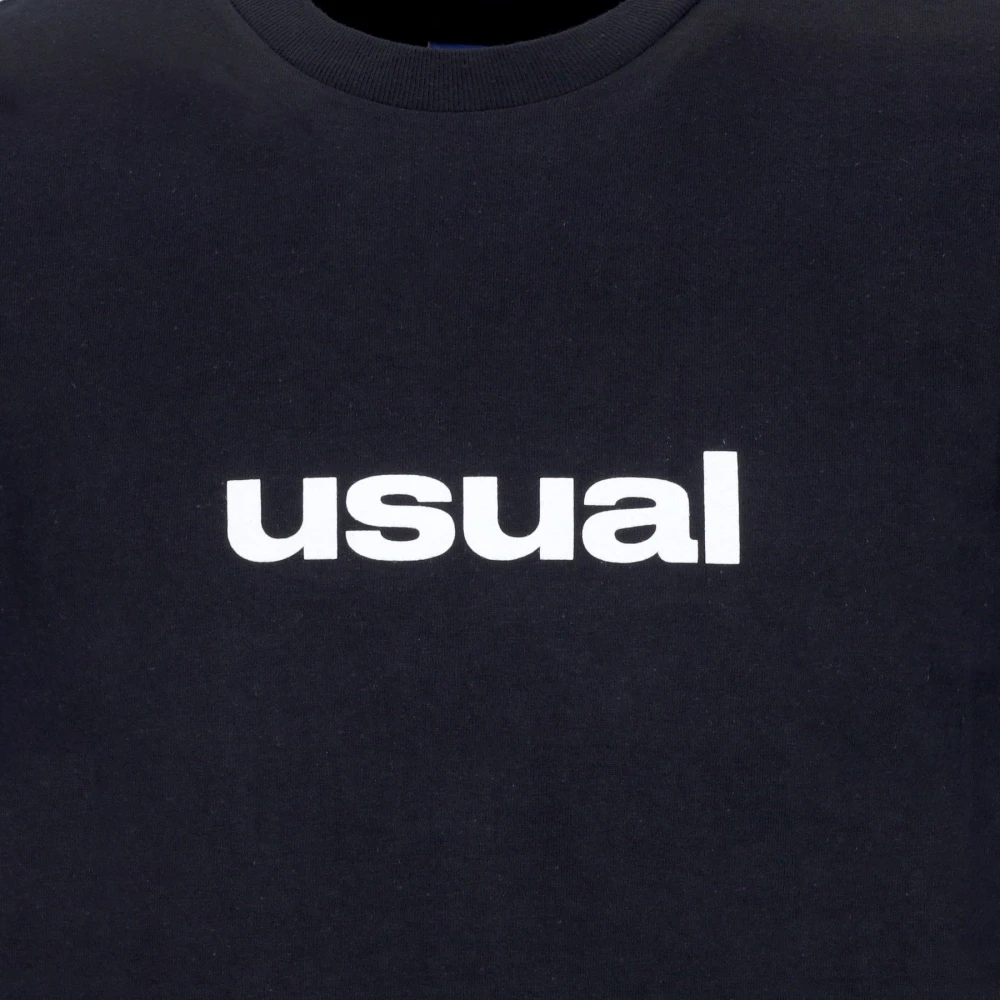 Usual Zwarte Heren Tee met Omlijnd Print Black Heren