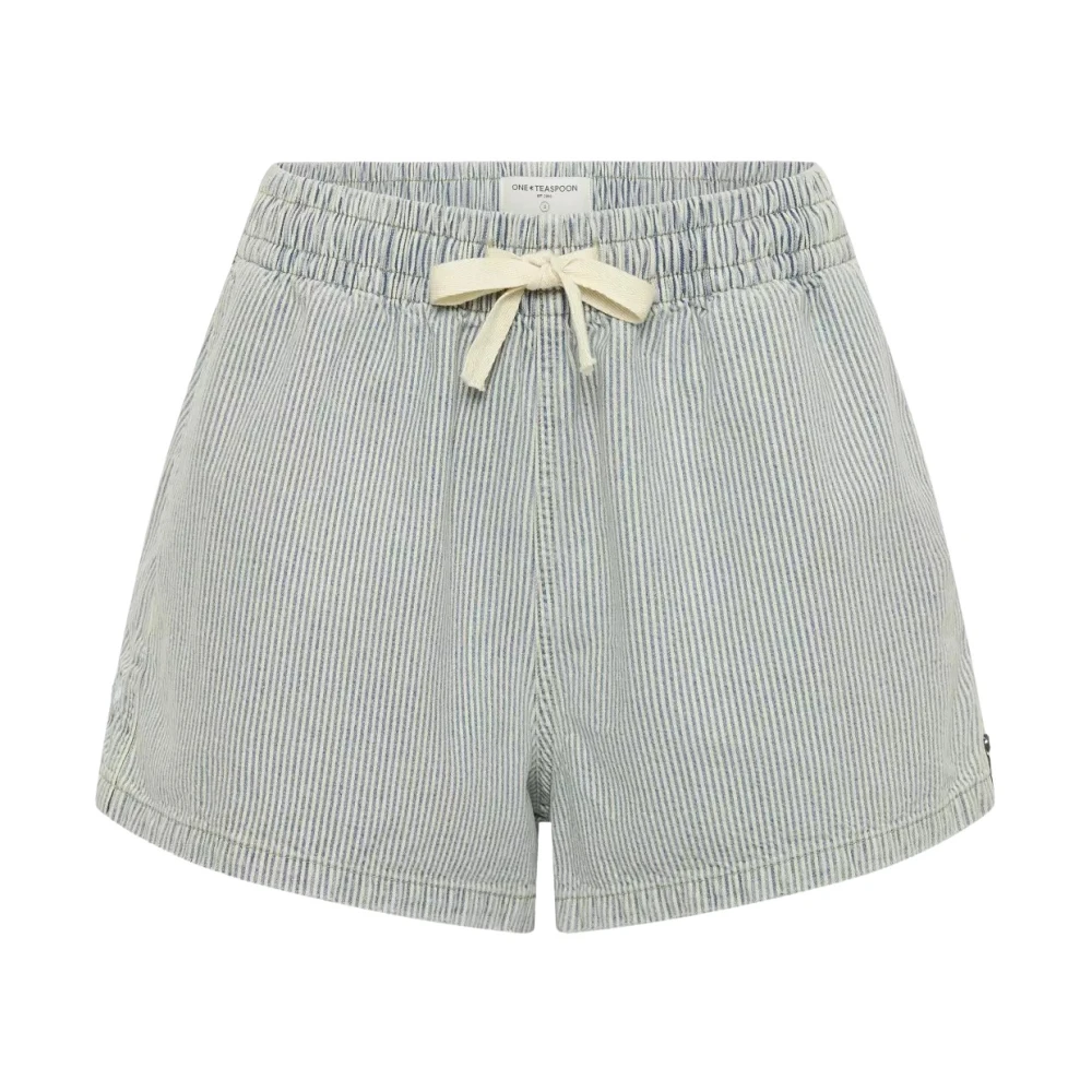 One Teaspoon Gestreepte Denim Shorts Blue Dames