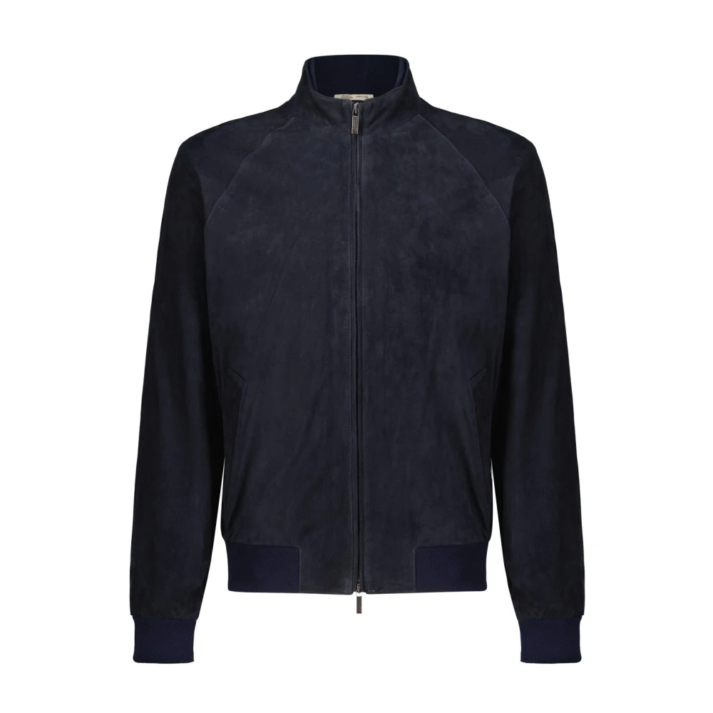 Maurizio Baldassari Velours Leren Jas Blue Heren
