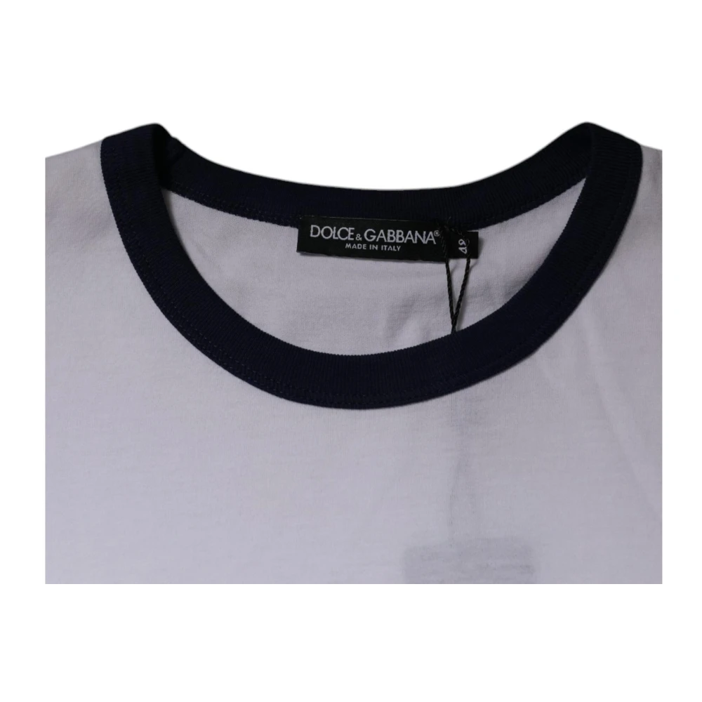 Dolce & Gabbana Wit Grafisch Print Katoenen T-shirt White Heren