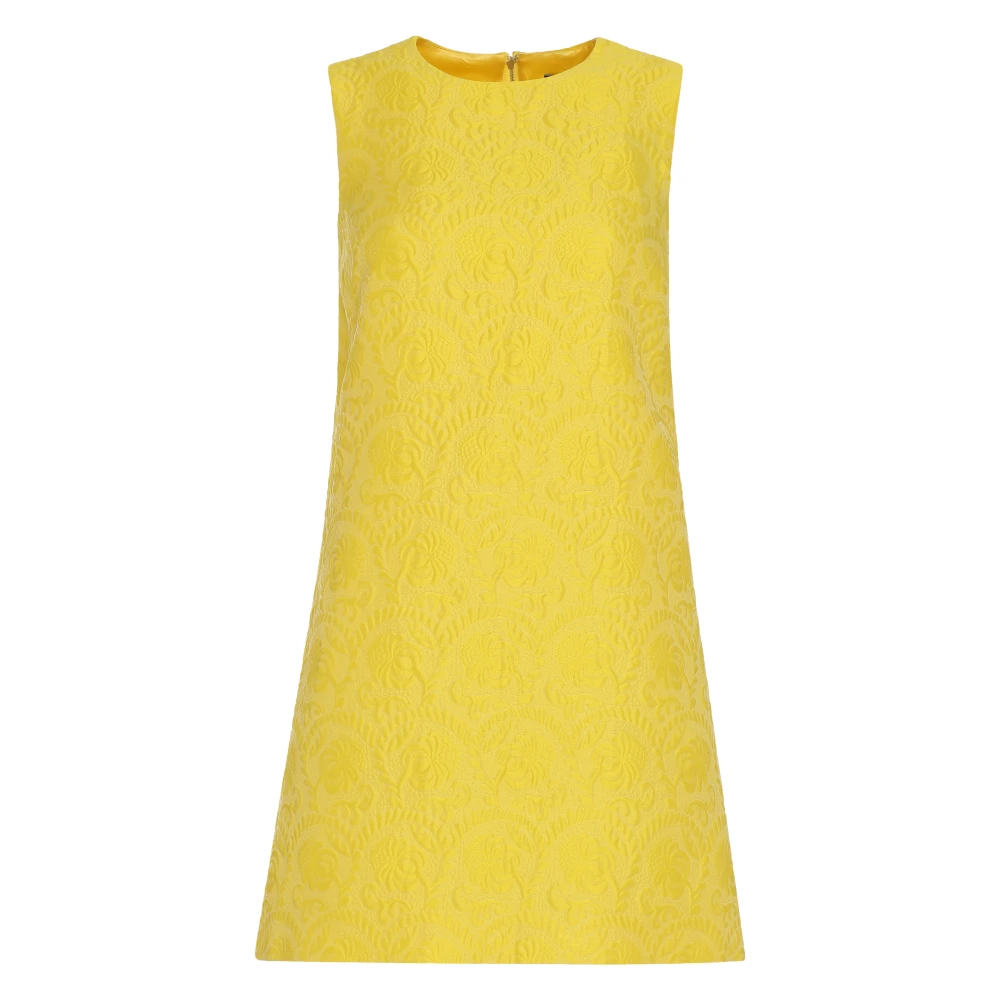 Dolce & Gabbana Blommig Jacquard Mini Klänning Yellow, Dam