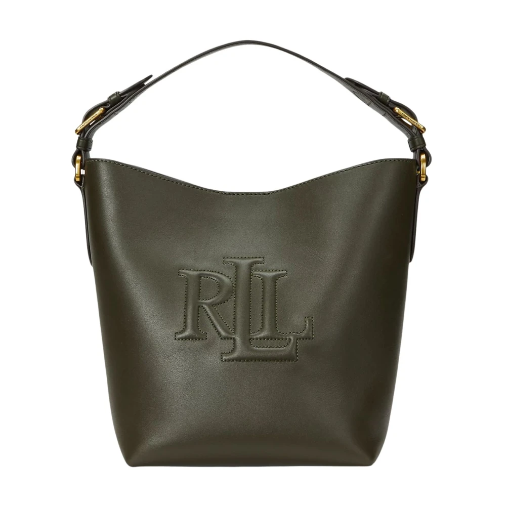 Ralph Lauren Middelgrote Witley leren bucket tas Green Dames