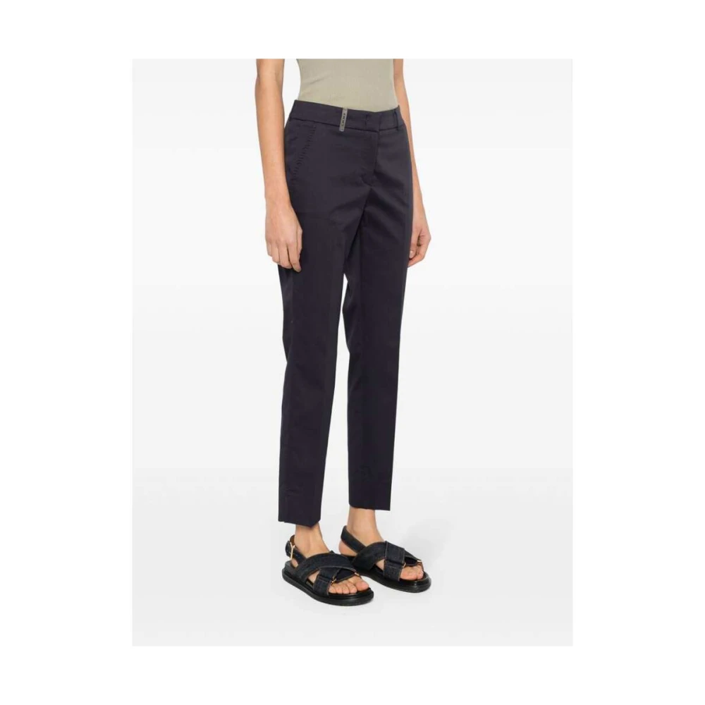 PESERICO Cropped Trousers Blue Dames