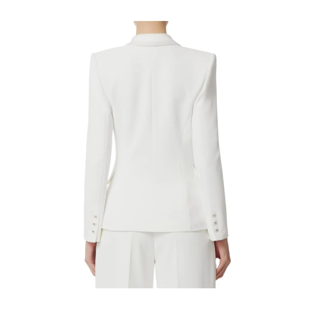 Elisabetta Franchi Chique Ivoor Crepè Jas met Satijn Beige Dames