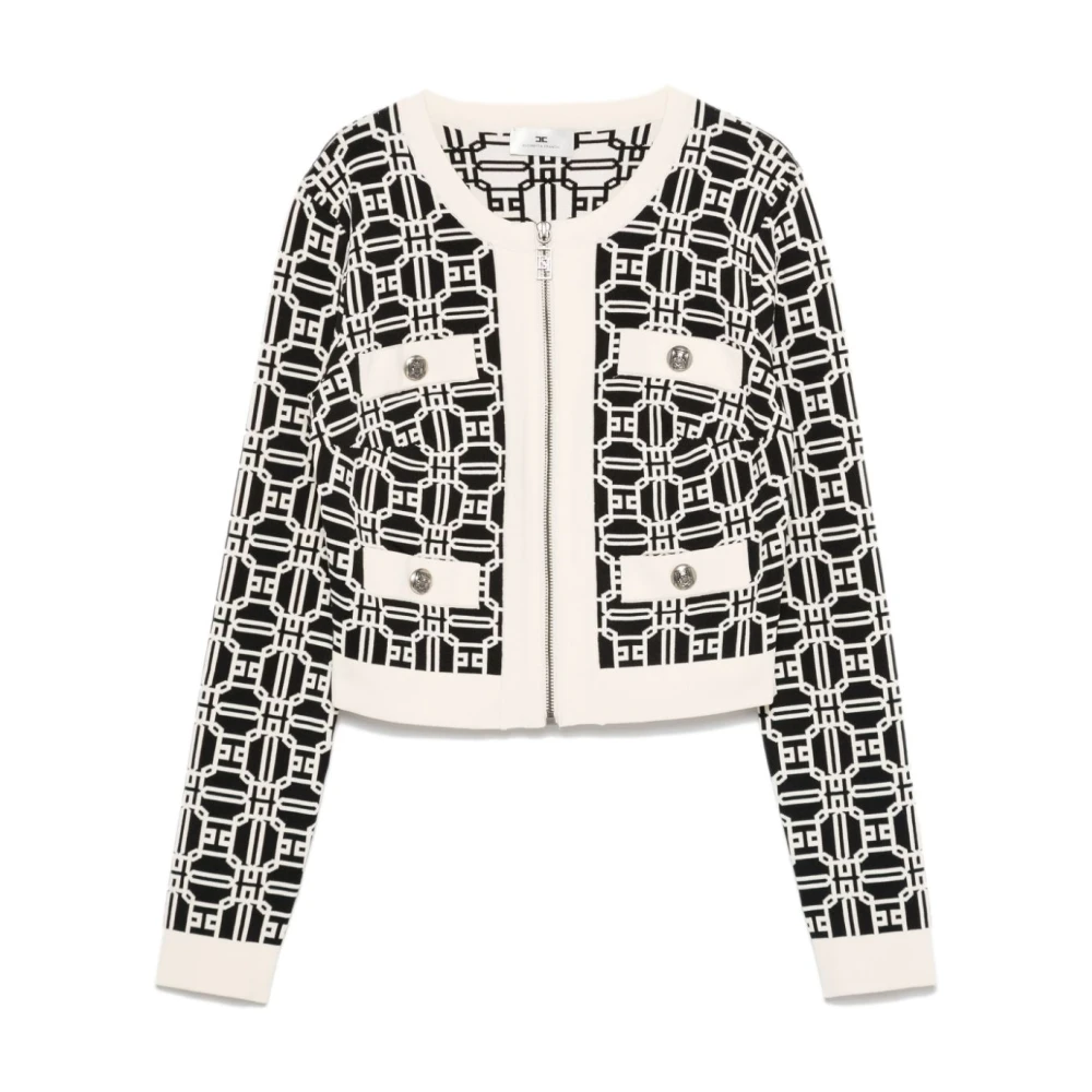 Elisabetta Franchi Nero E Panna Sweater Aw24 Dameskleding Beige Dames