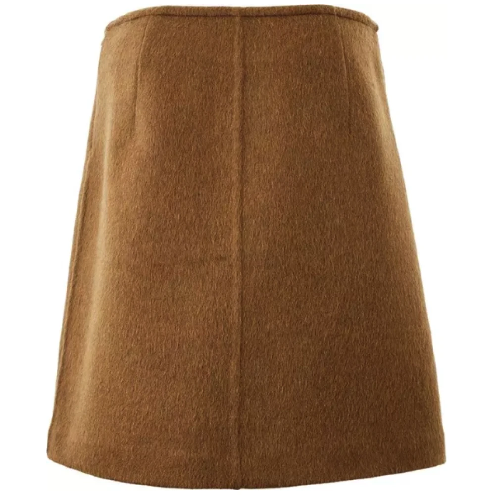 Bottega Veneta Elegante Wollen Midi Rok in Bruin Brown Dames